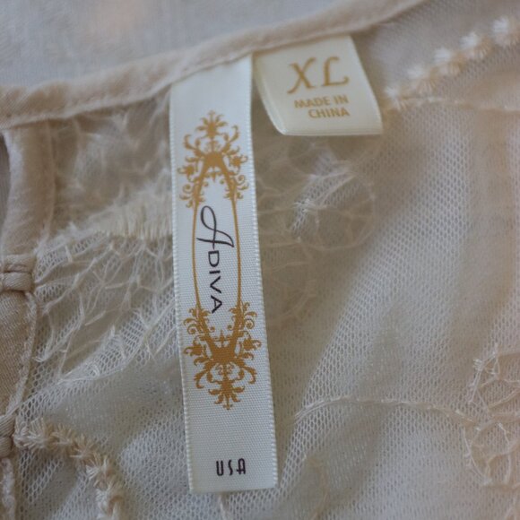 Adiva Lightweight Gauze Sheer Embroidered Sleeveless Blouse  XL Casual Summer - Picture 2 of 16